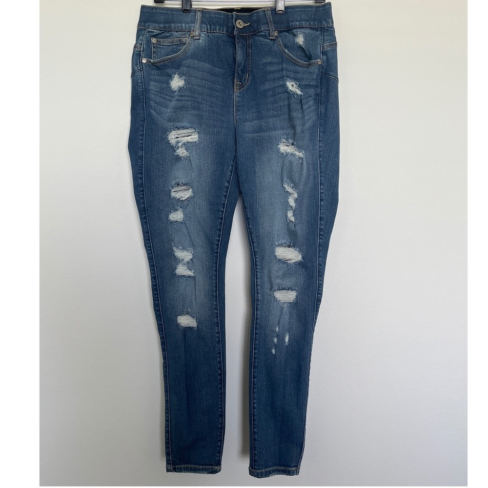 Torrid Bombshell Skinny Jeans Size 12R Distressed Ripped Stretch Denim Blue - Picture 2 of 9